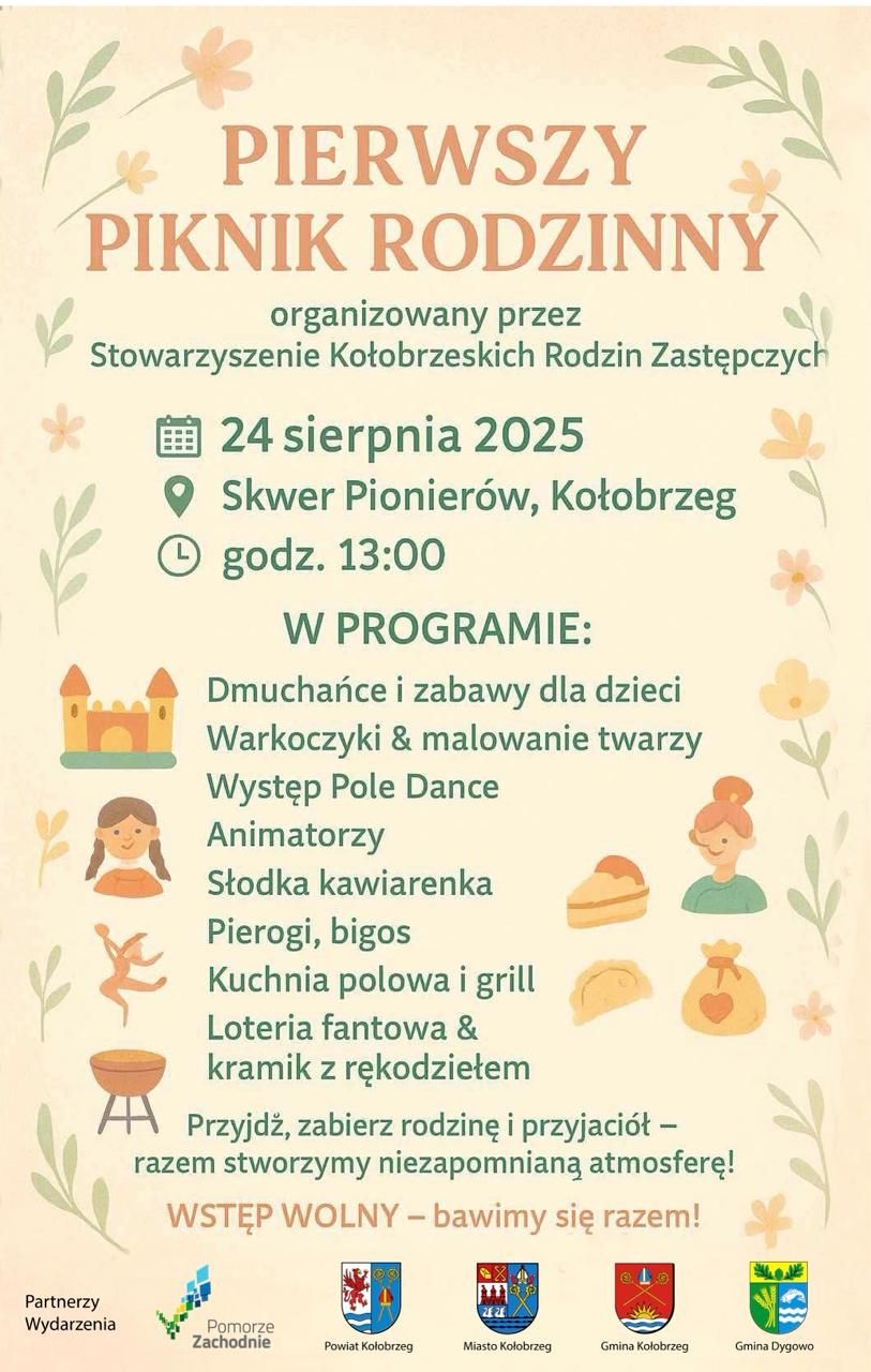 Plakat Pierwszy Piknik Rodzinny.